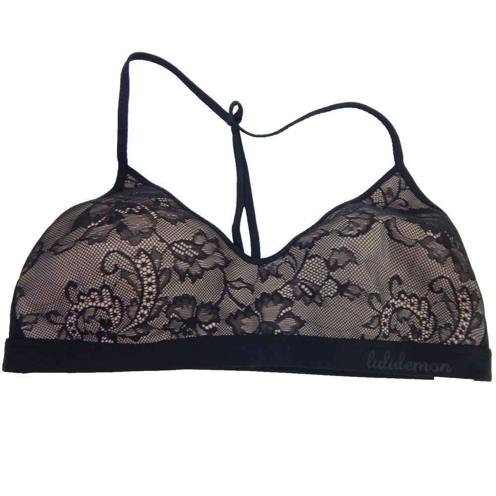 Lululemon Bralette Live in Lace Racerback Floral Black Muse
